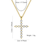 N0248 Fashion Plated18K Gold Cross Zircon Pendant Necklace for Women Versatile Necklace