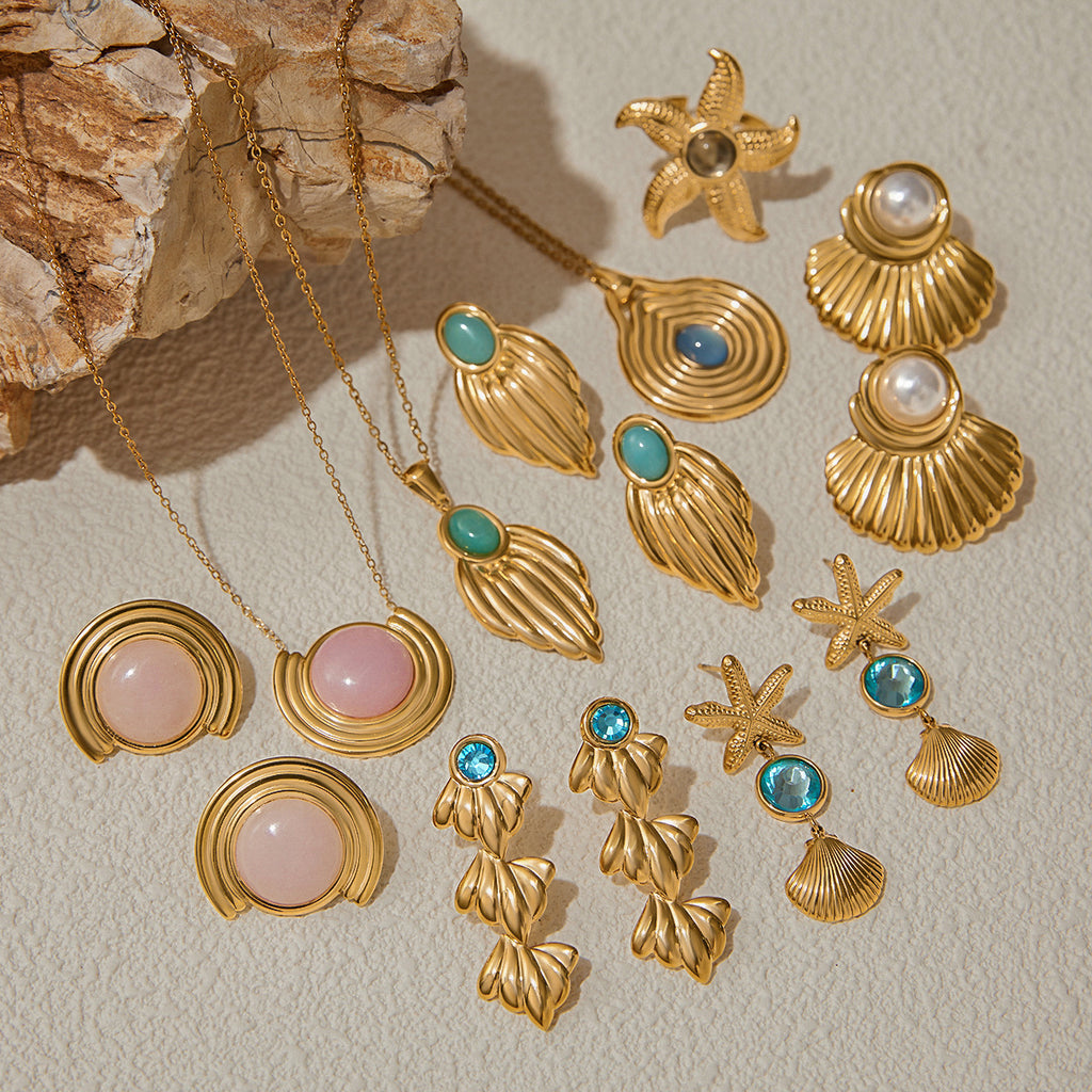 2H Original Design Jewelry Stainless Steel Necklace Design Sense Earrings Ring Non-Fading