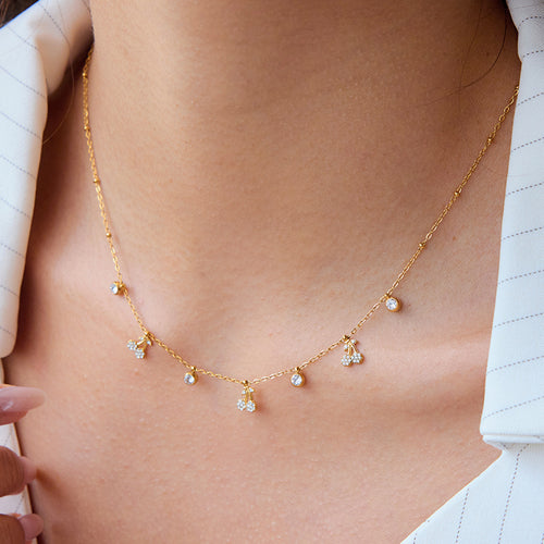 Cherry Stainless Steel Gold-Plated Necklace — design detail