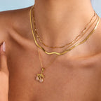 Stainless Steel Cherry Zircon Necklace Jewelry for Women, Non-Fading Choker Accessories