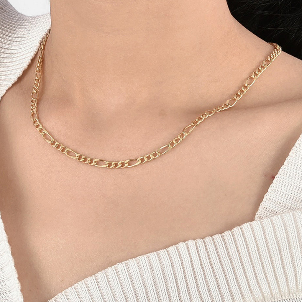 N0096 Minimalist Cold Style Figaro Chain Necklace Fashionable and Unique Layered Collarbone Chain for Women