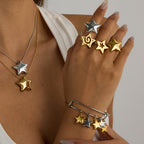 Five-pointed Star Jewelry Ring Non-fading Jewelry Necklace Stainless Steel Earrings