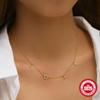 S925 Sterling Silver Star Moon Zircon Layered Collarbone Necklace