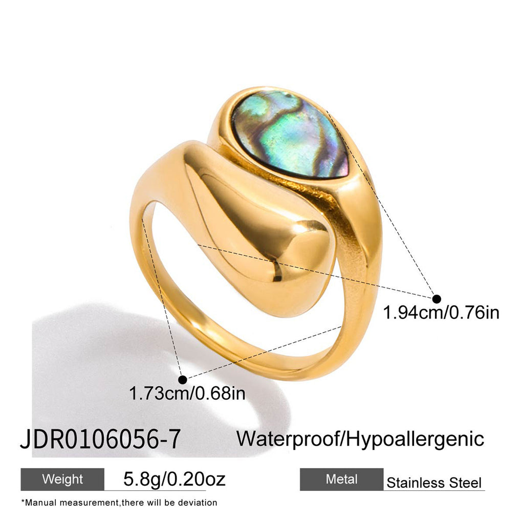 2H18K Stainless Steel Abalone Shell Bracelet Ring Non-Fading Jewelry