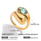 2H18K Stainless Steel Abalone Shell Bracelet Ring Non-Fading Jewelry