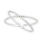 SR0046 S925Silver Double Ring Double Circle Line X Minimalist Ring Design