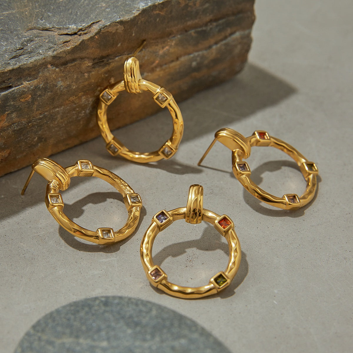 2H Stainless Steel Zircon Earrings Studs Ear Jewelry Design Sense Accessories for Women