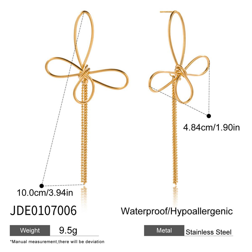 Stainless Steel Butterfly Tassel Earrings Earrings Jewelry Women's Non-Fading
