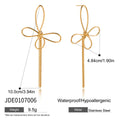 Butterfly Tassel Gold-Tone Stainless Steel Drop Earrings with a drop design profile