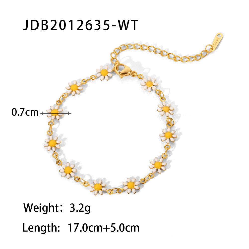 2025New Jewelry Necklace Bracelet18K Gold White/Colorful Daisy Chain Necklace Bracelet