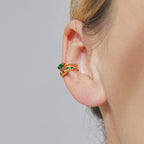 CYE0514 Korean Style Geometric Open Ear Clip Female Source of Supply fashion Green Zircon Earrings