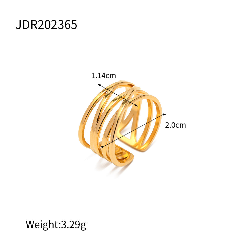 Simple18K Gold-plated Stainless Steel Open Ring Non-fading Versatile Design