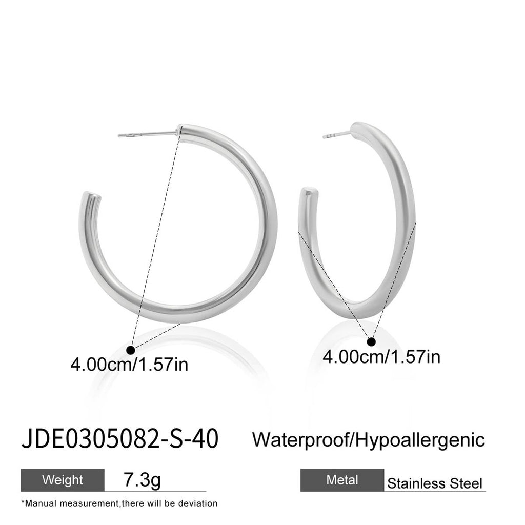 2H Stainless Steel c Hoop Earrings for Women, Non-Fading Jewelry Accessories