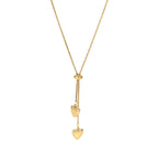 2H Necklace 14K Gold Y Letter Rope Chain Two Heart Pendant Necklace Women's Fashion Necklace