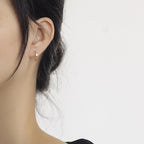 Elegant Minimalist Style Small Threaded Diamond-Encrusted Earrings for Women, Braided Design Round Twist Rope Stud Earrings