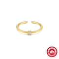 Crystal-Set Stud 925 Sterling Silver Ring — top view — jewelry finish and design detail