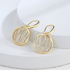 E0337 Irregular Wave Ear Hook Female Gold Plated Inlaid Zircon Hollow Ear Jewelry