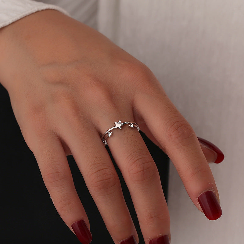 CYR0717-CYR0718 Little Star Open Double Zirconia Ring for Women Simple Design Trendy