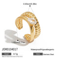 Cubic Zirconia Stainless Steel Ring in Gold-Plated — Contemporary Edit — finish and profile — jewelry finish and design detail