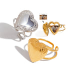 2H Stainless Steel Love Heart Ring Non-Fading Jewelry for Women ring Ornament