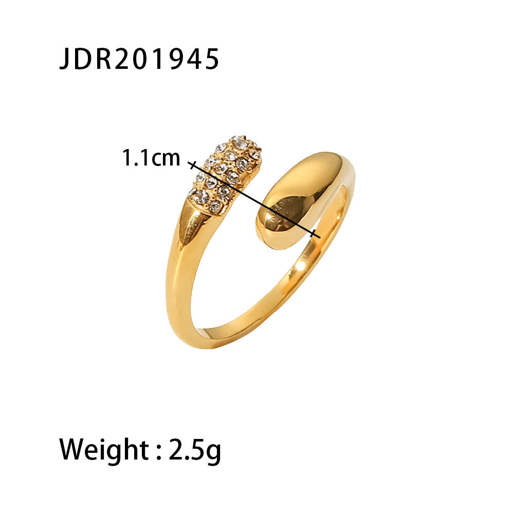 2H High-Quality Vintage Style Open Ring with Diamond Snake Shape for Women, Versatile Ring