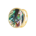 Gold-Plated Brass Shell Round Ring with a refined design profile — jewelry finish and design detail