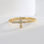 R0034 Fashion Trend Cross Ring for Women Simple Versatile Zircon Inlaid
