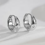 E0216 Sticky Czech Diamond Round Earrings for Women Fashionable and Simple Geometric Design Accessories
