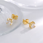E0775 Fashion Four-Prong Square Zircon Earrings for Women gold Simple and Cool Earrings