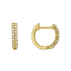 E0602 Creative Asymmetric Design Earrings for Women Brass Gold-Plated Single Row Micro-Inlaid White Zircon Hoop Earrings