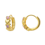 E0671 Fashionable Earrings for Women with Heart-Shaped Pink Zirconia