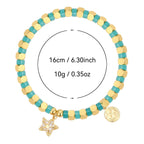 B0247 Bohemian Vacation Starfish Bracelet Plated14k Gold Beaded