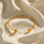 2025New Trendy Design Model18K Gold Stainless Steel Non-Fading Round Bead Open Bracelet Jewelry