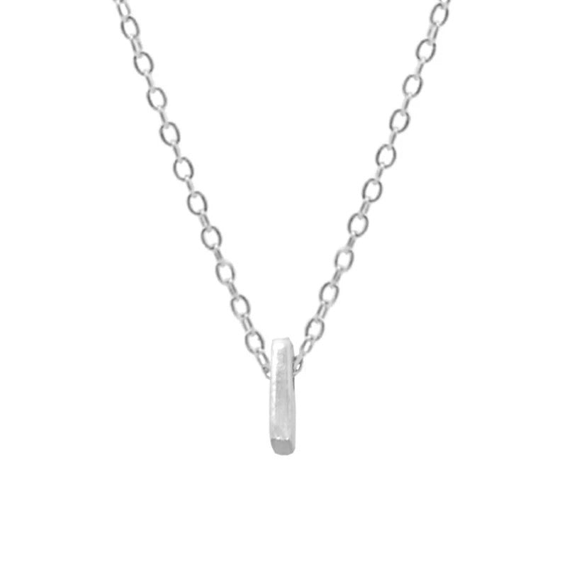 Sterling Silver 26 Letter Pendant Necklace Polished Collarbone Chain
