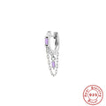 Square Zircon Tassel 925 Sterling Silver Threader Earrings — design contour — jewelry finish and design detail