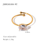 18K Gold Stainless Steel Zircon Ring for Women Cute and Fresh/Pink Zircon Adjustable Ring
