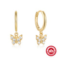 925 Sterling Silver Butterfly Inlaid Diamond Hoop Earrings — collection product image 06