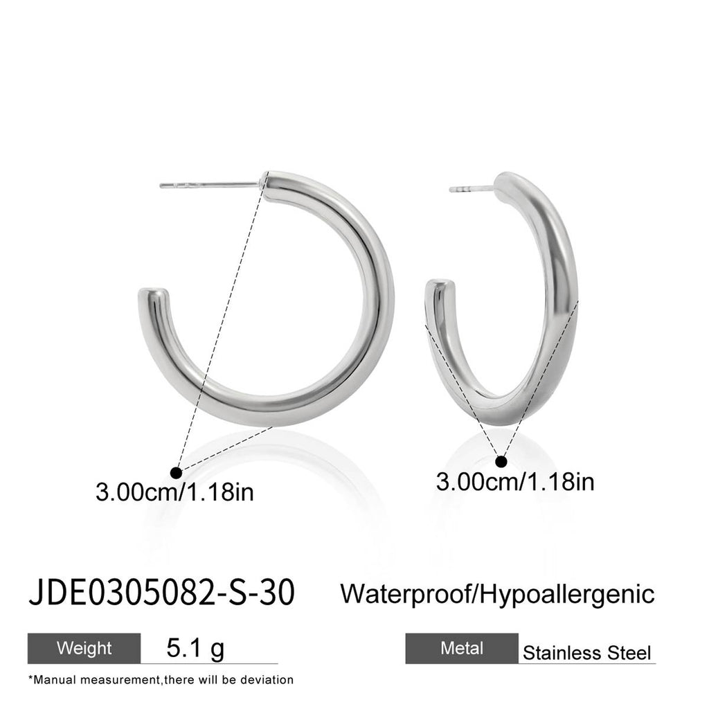 Classic C Hoop Earrings Versatile Ear Hoops Stainless Steel Jewelry Ear Accessories