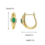 E0473 Fashion Simple Green Zircon Earrings for Women Micro Pave White Zircon Hoop Earrings