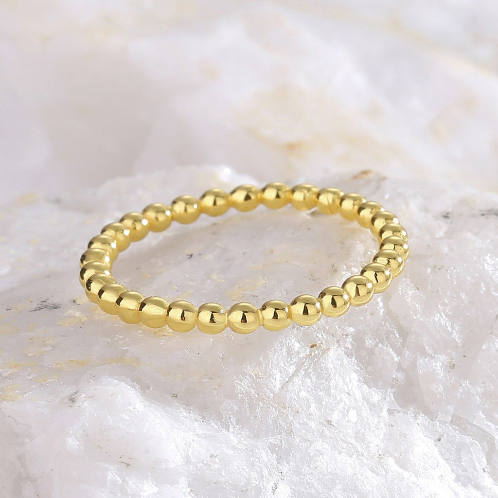 SR0015 S925Silver Exquisite Japanese and Korean Simple Minimalist Thin Ring Beaded