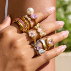 Stainless Steel Pink Zircon Ring Non-Fading Jewelry Non-Fading Accessories