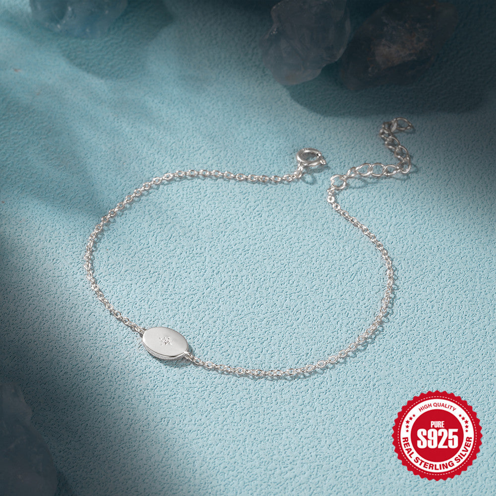 S925 Sterling Silver Red Rope Bracelet Diamond Pendant For Women