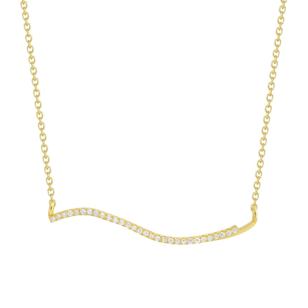 S925 Silver Gold Curve Necklace Two Tone Everyday Pendant
