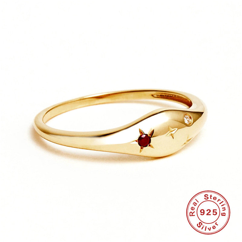 S925Sterling Silver Twelve Constellations Star Diamond Women's Ring Ring Creative Style Ring