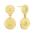 Gold-Plated Brass Geometric CZ Earrings with Asymmetric Detail in a gold-tone brass finish