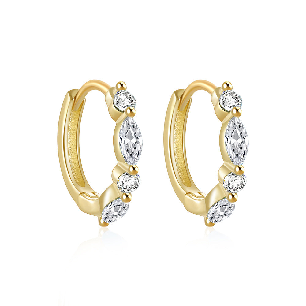 S925Sterling Silver Classic Simple Diamond-Encrusted Hoop Earrings Hot-Selling Water Drop Zircon Earrings for Women