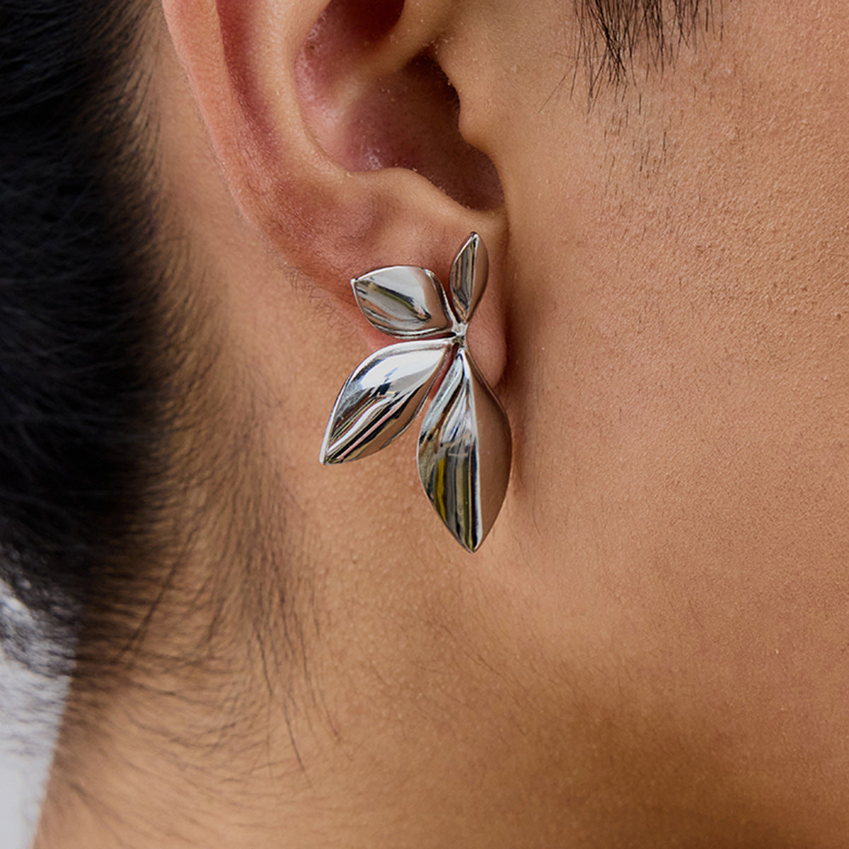 Stainless Steel Leaf Earrings Jewelry for Women Non-Fading