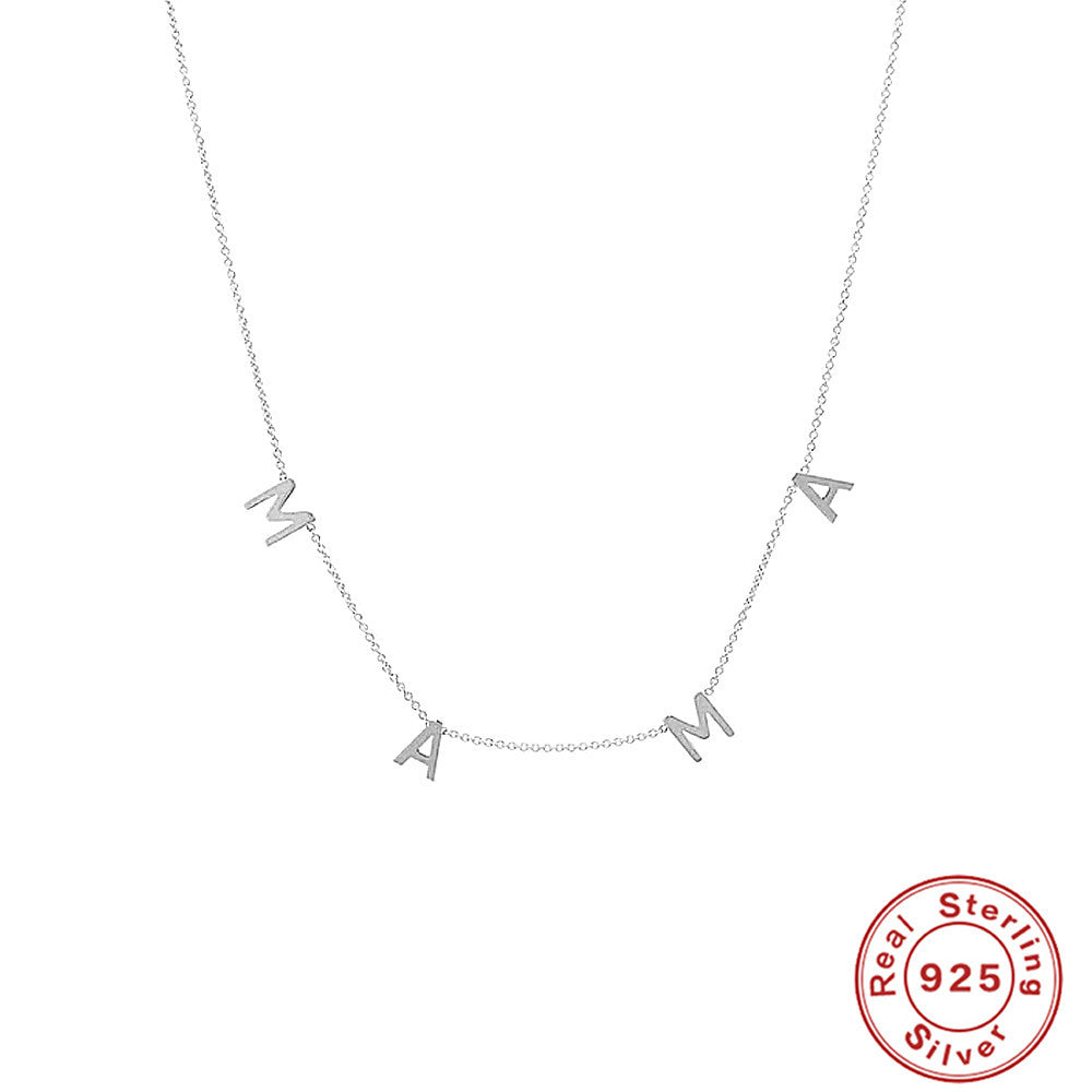 Sterling Silver Alphabet Combination Collarbone Necklace For Mom