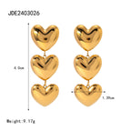 Stainless Steel Heart Necklace Simple Earrings Non-Fading Jewelry for Women