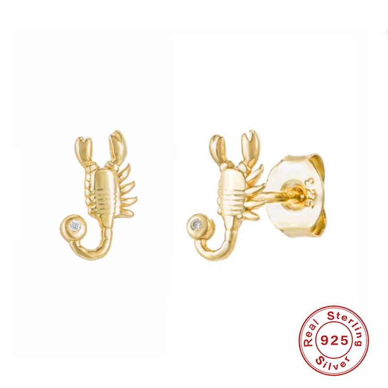 S925Pure Silver Creative Fun Scorpion Fashion Stud Earrings Hot Sale Trendy Minimalist Style Earrings